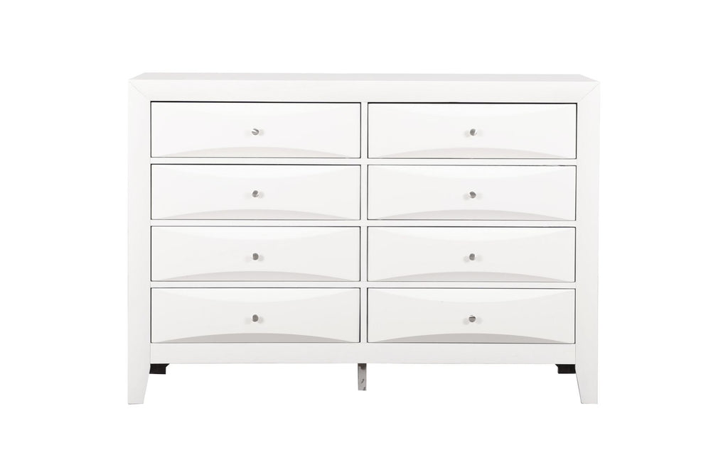 Marilla White Dresser with Beveled Drawer Fronts