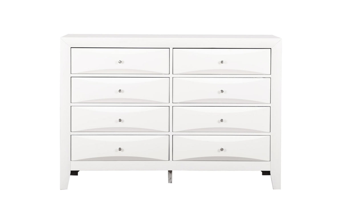 Marilla White Dresser with Beveled Drawer Fronts