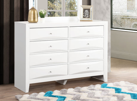 Marilla White Dresser with Beveled Drawer Fronts
