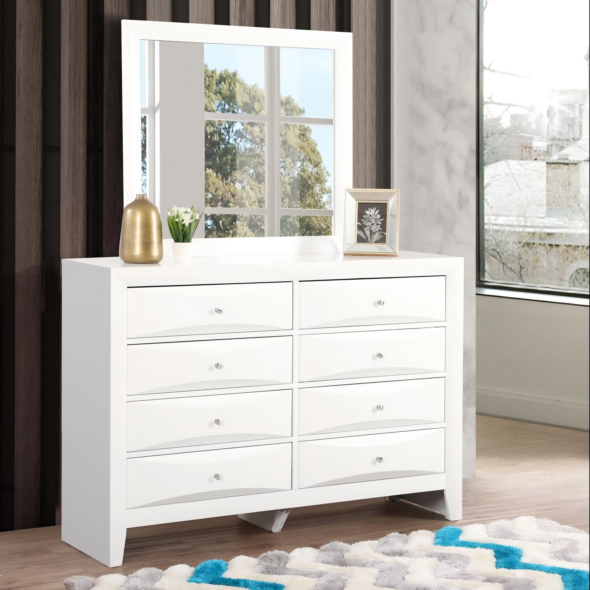 Modern Low-Distortion Mirror for Dresser Mounting