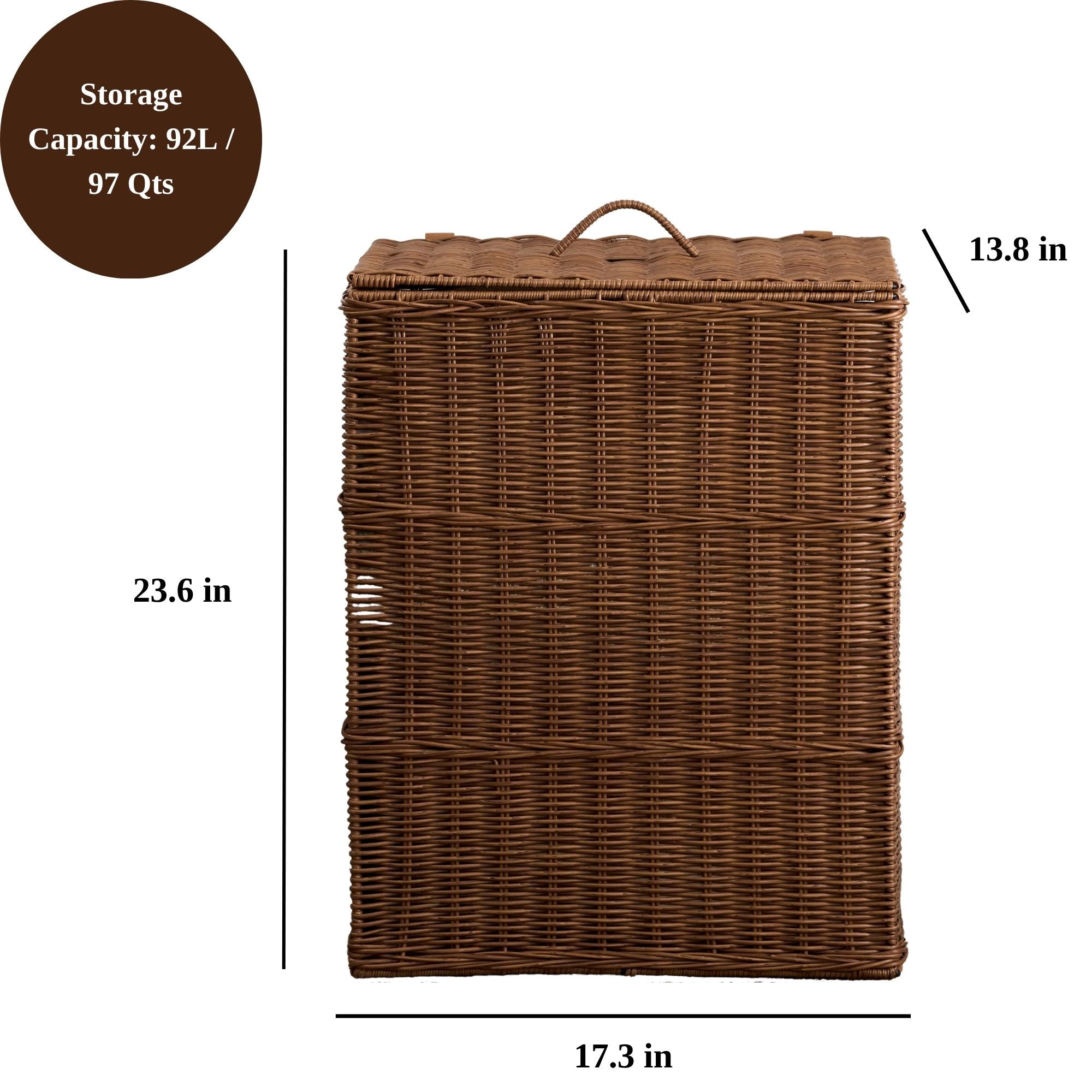 Rectangular Wicker Laundry Hamper in Espresso Brown