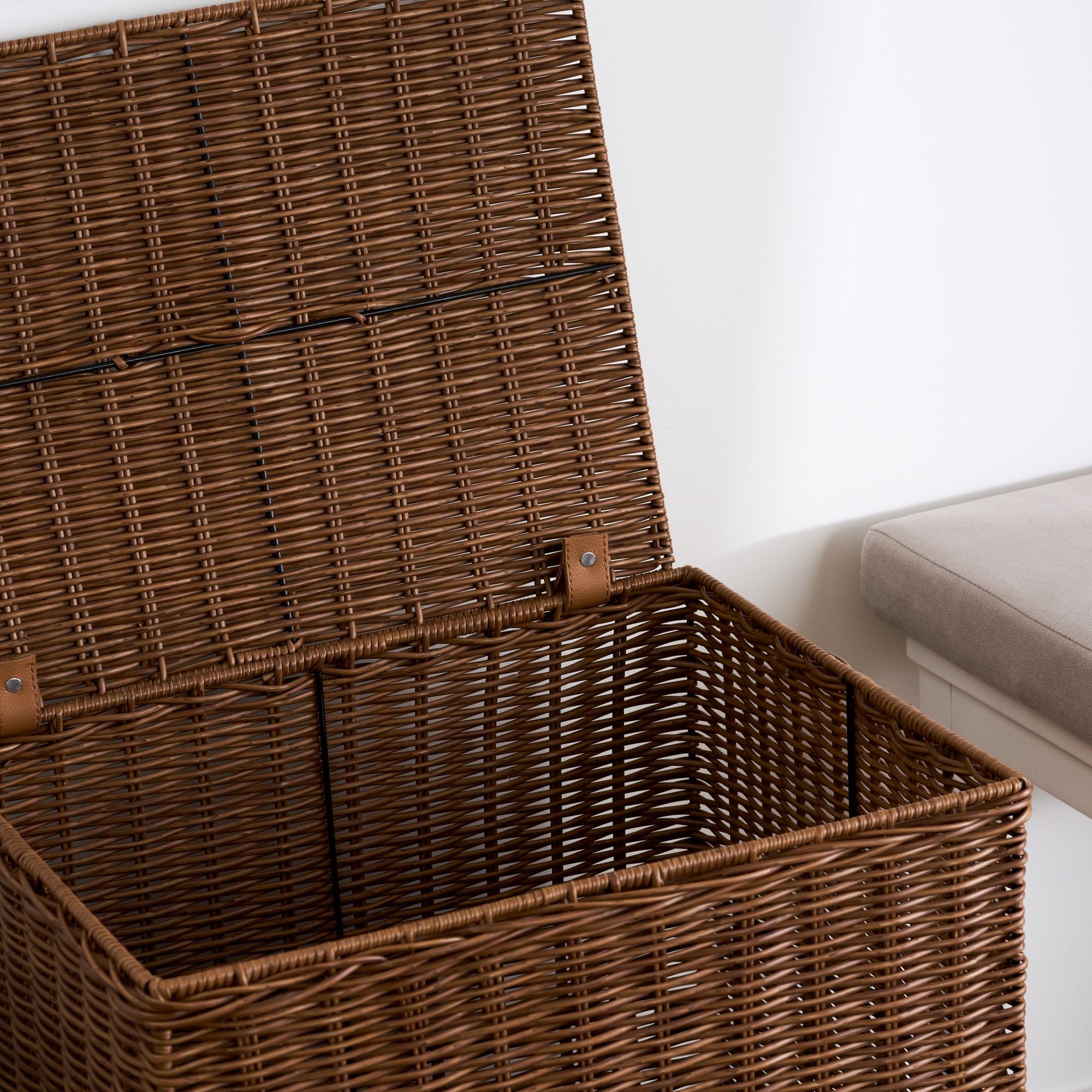 Rectangular Wicker Laundry Hamper in Espresso Brown