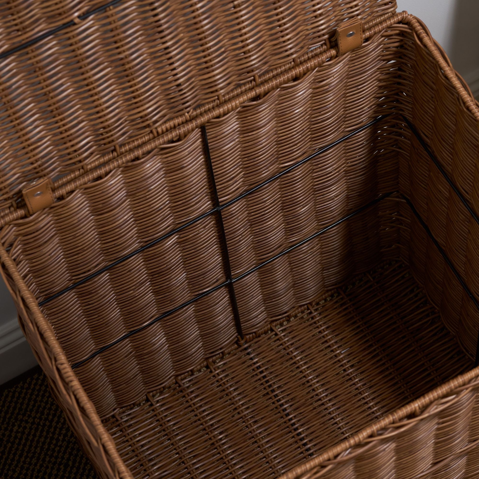 Rectangular Wicker Laundry Hamper in Espresso Brown