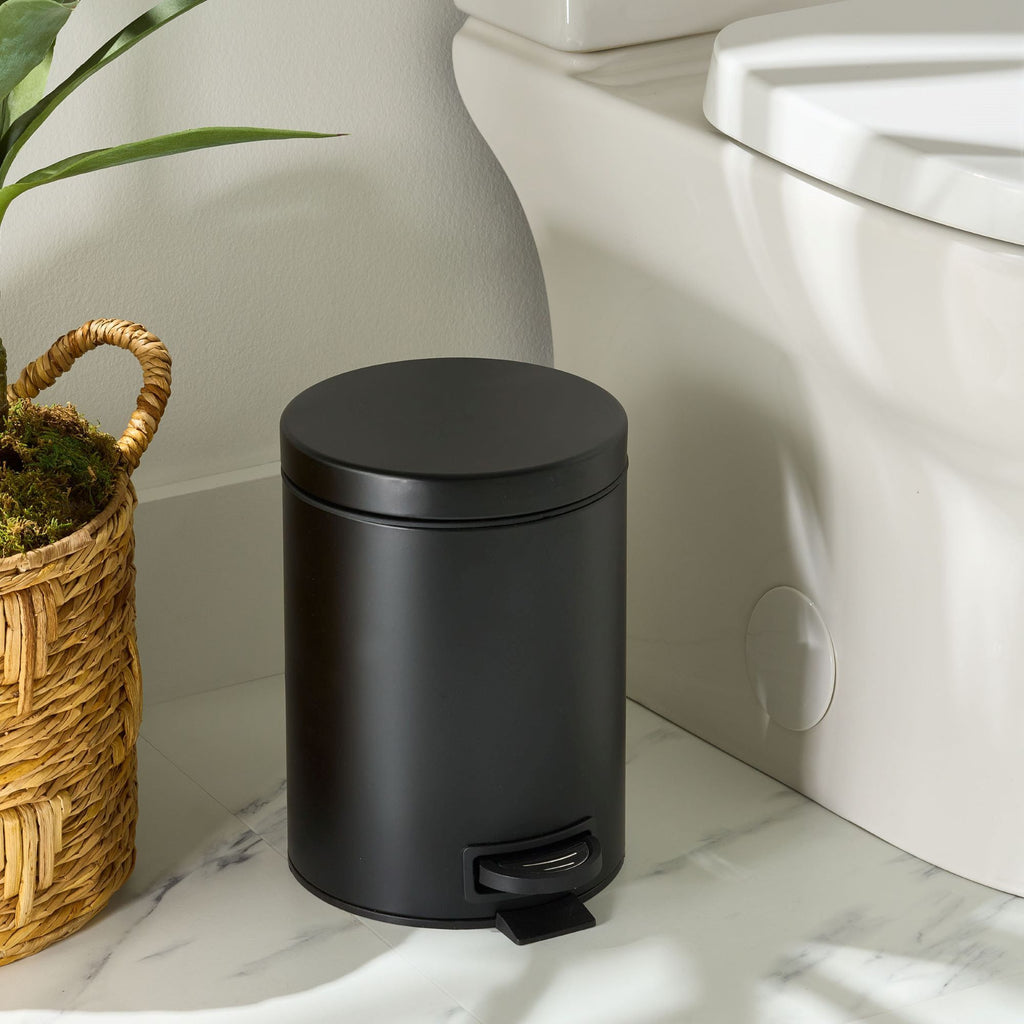 Matte Black Bathroom Waste Basket with Removable Liner