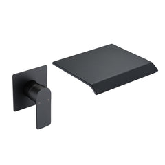 Matte Black Wall-Mount Faucet with Waterfall Spout