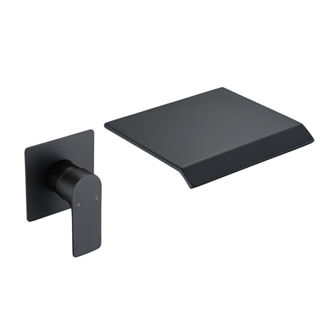 Matte Black Wall-Mount Faucet with Waterfall Spout