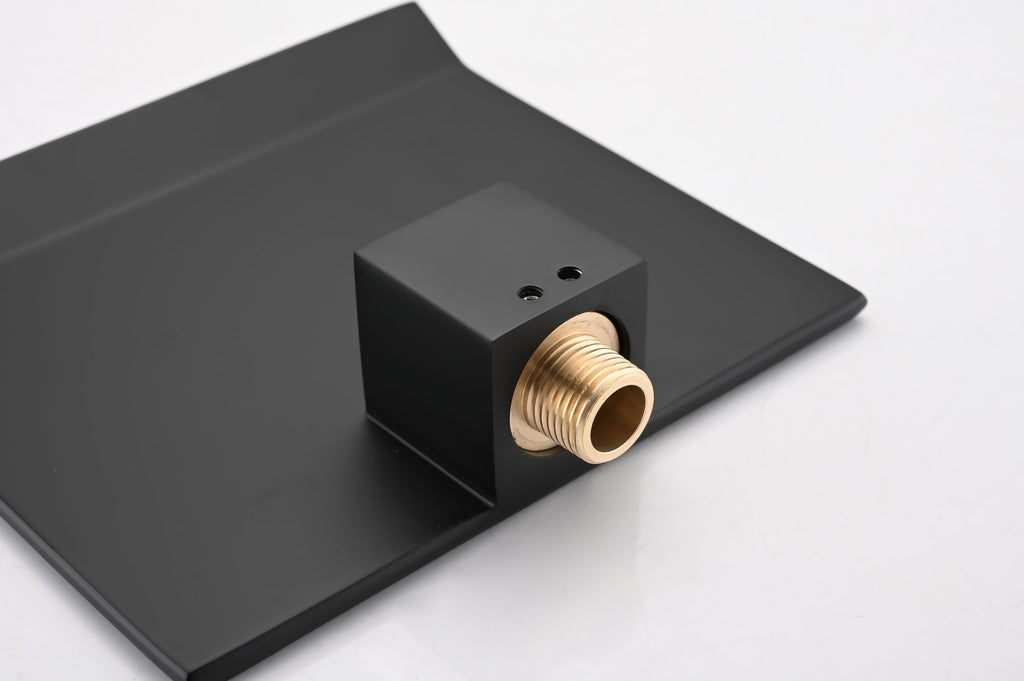 Matte Black Wall-Mount Faucet with Waterfall Spout