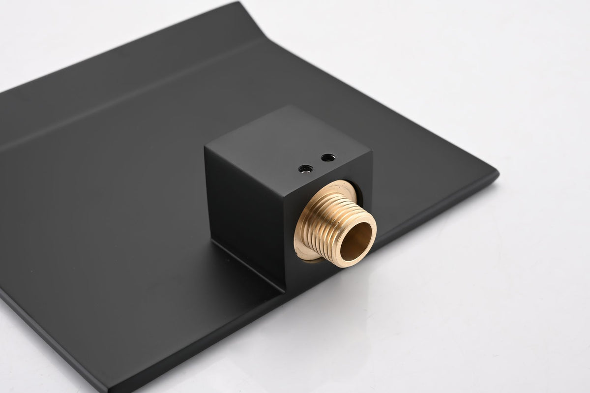 Matte Black Wall-Mount Faucet with Waterfall Spout