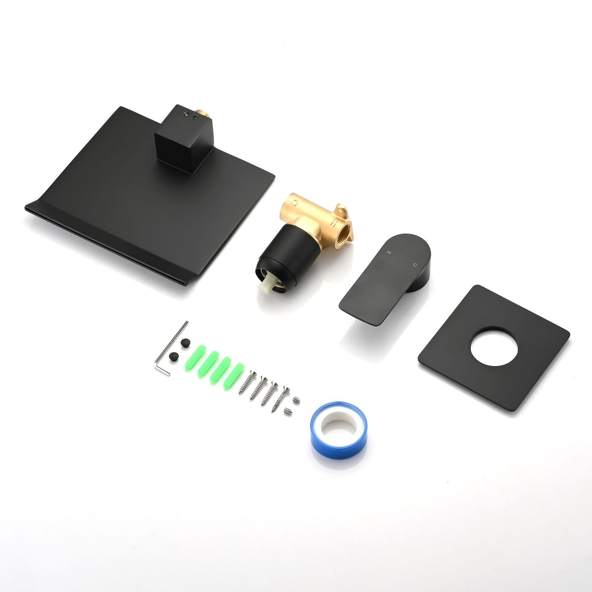 Matte Black Wall-Mount Faucet with Waterfall Spout