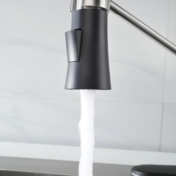 Commercial-Style Kitchen Faucet with Pull-Down Dual-Function Sprayhead
