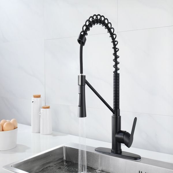 Commercial-Style Kitchen Faucet with Pull-Down Dual-Function Sprayhead
