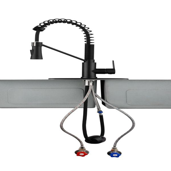Commercial-Style Kitchen Faucet with Pull-Down Dual-Function Sprayhead
