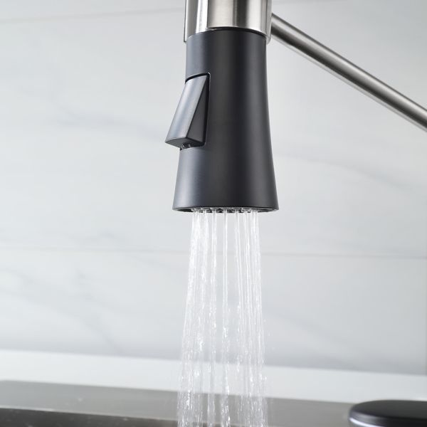 Commercial-Style Kitchen Faucet with Pull-Down Dual-Function Sprayhead
