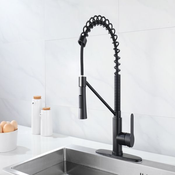 Commercial-Style Kitchen Faucet with Pull-Down Dual-Function Sprayhead