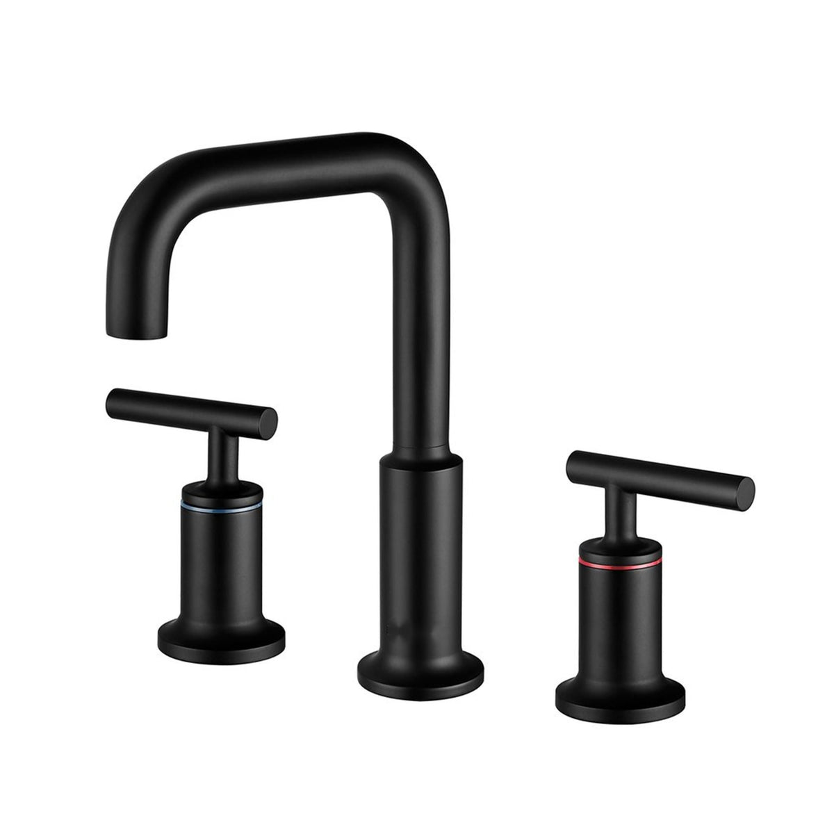 Matte Black Widespread Bathroom Faucet with Rotating High-Arc Spout