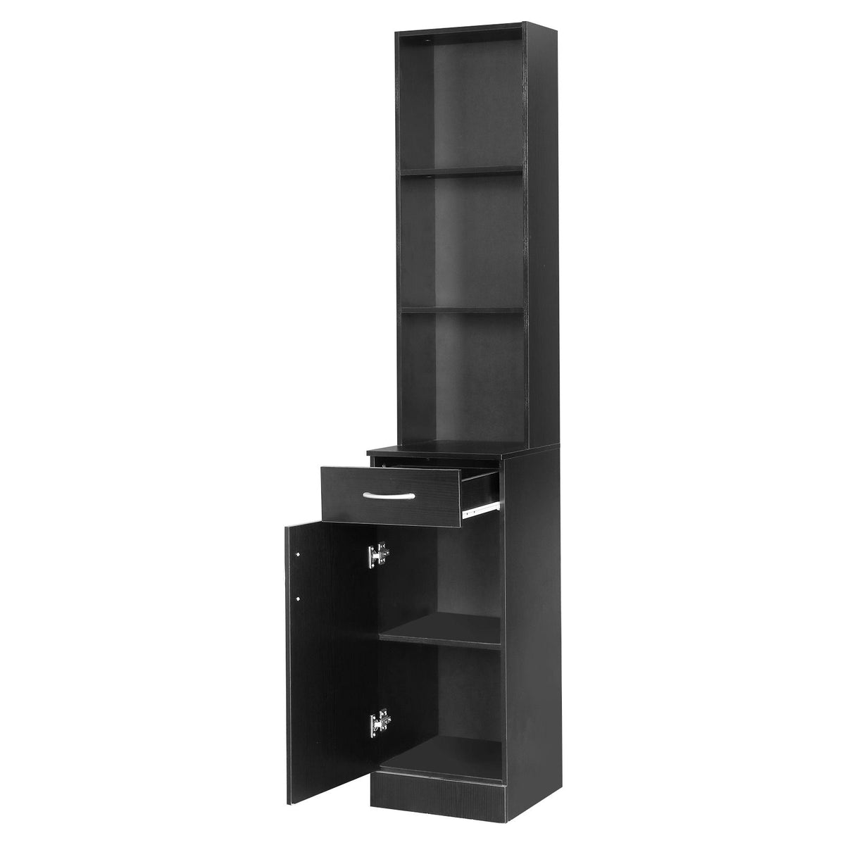 Tall Bathroom Wall Cabinet with Door, Drawer, and Three Compartments