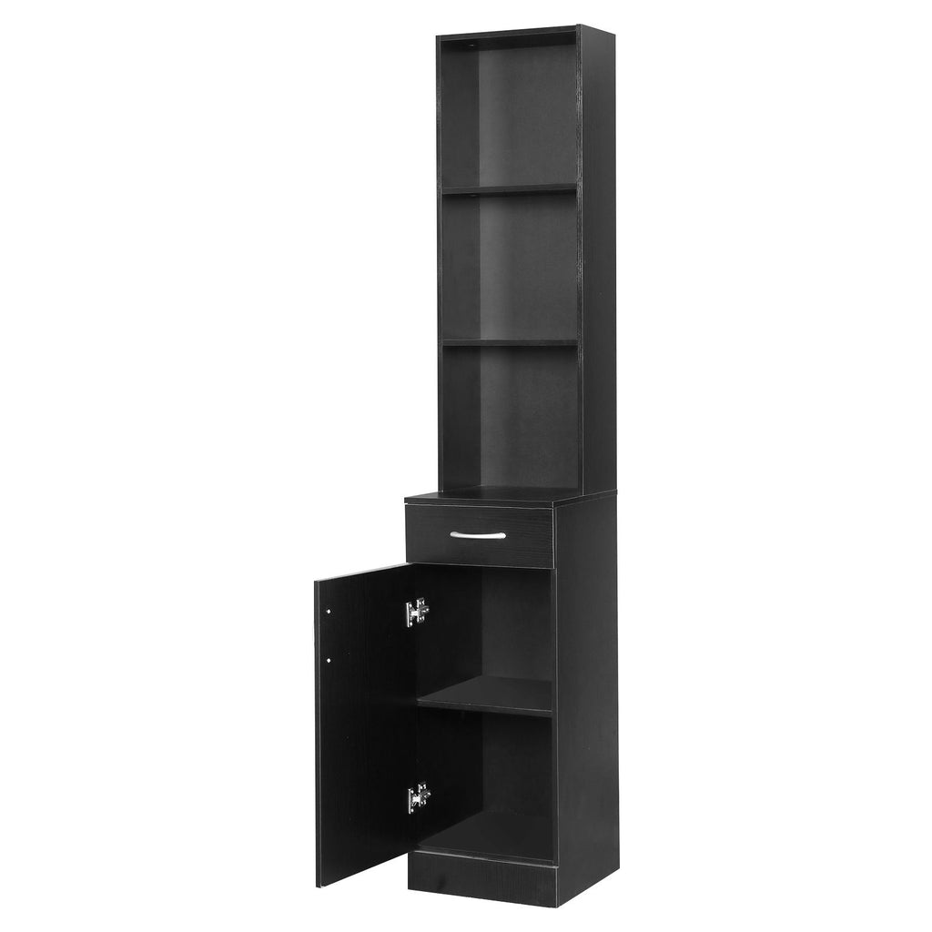 Tall Bathroom Wall Cabinet with Door, Drawer, and Three Compartments