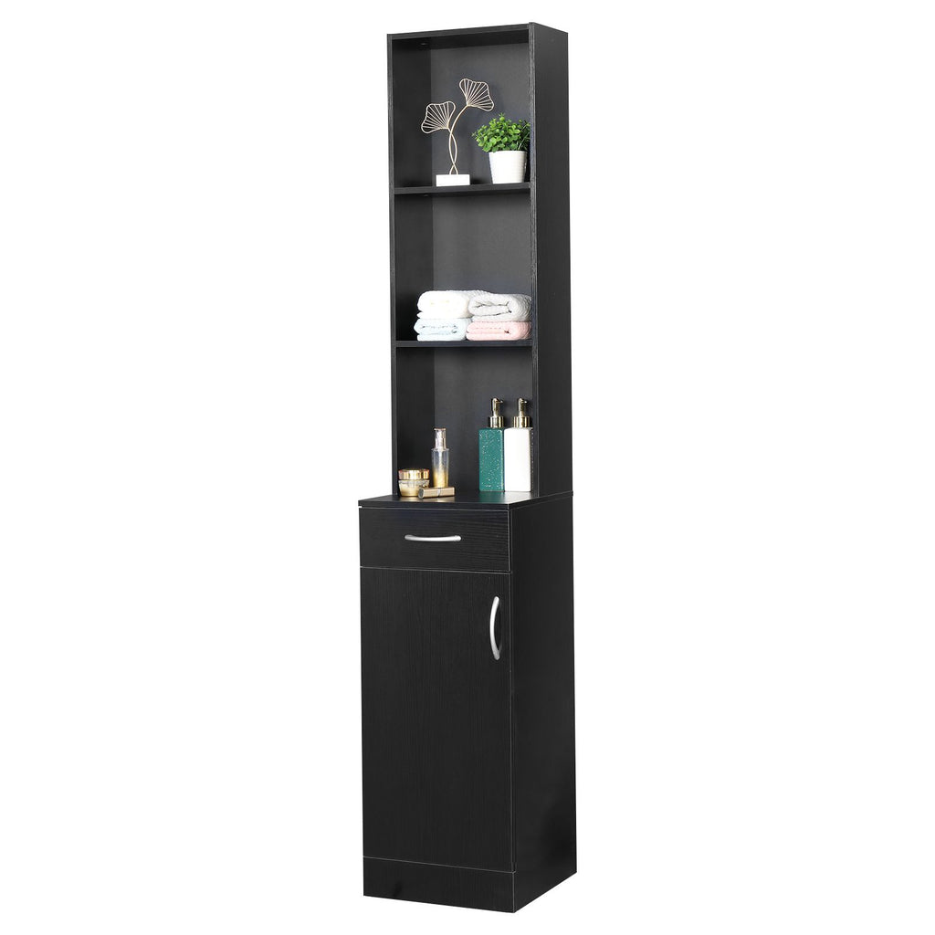 Tall Bathroom Wall Cabinet with Door, Drawer, and Three Compartments