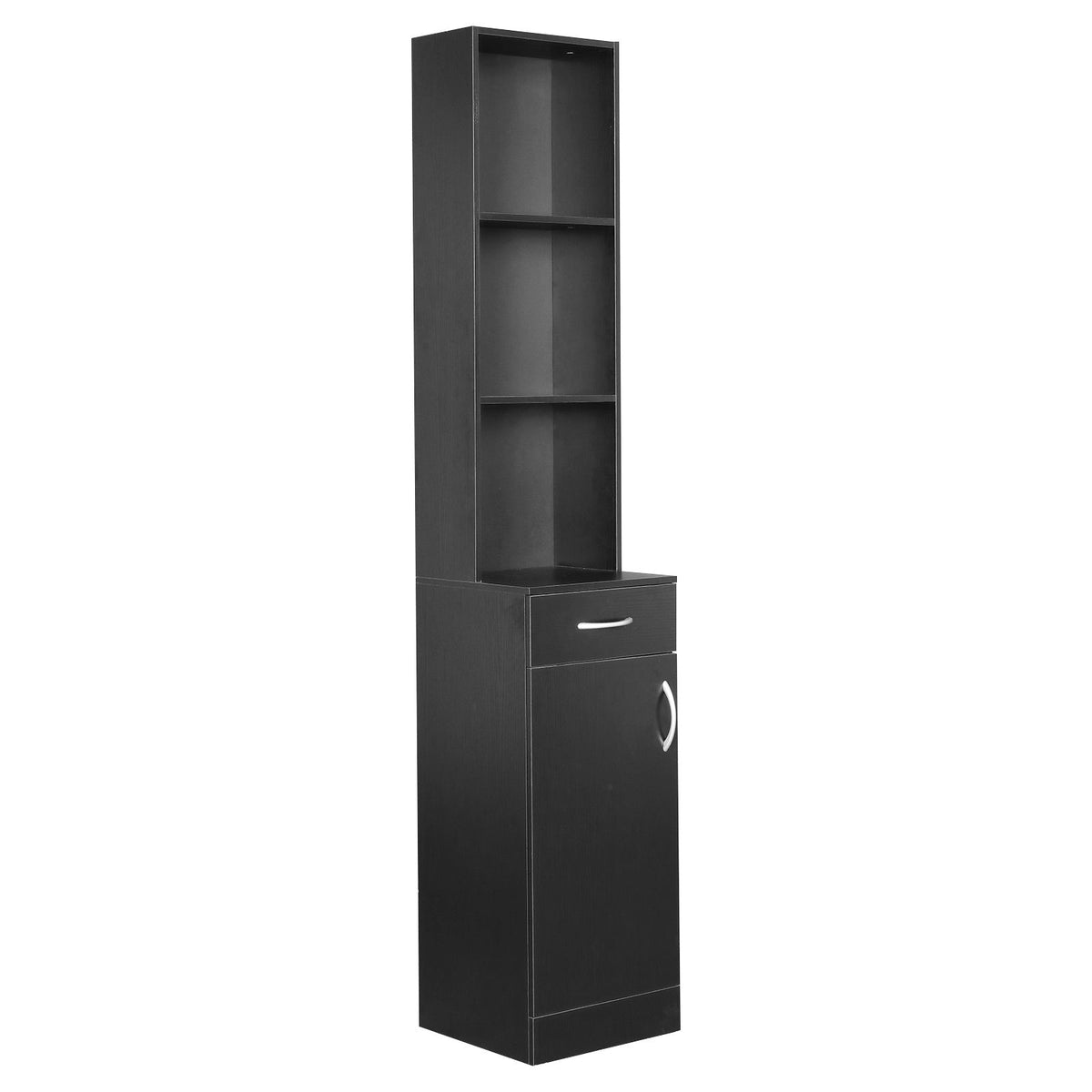 Tall Bathroom Wall Cabinet with Door, Drawer, and Three Compartments