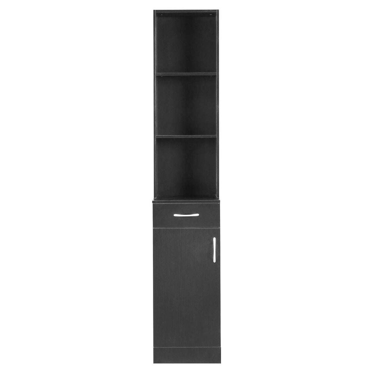 Tall Bathroom Wall Cabinet with Door, Drawer, and Three Compartments