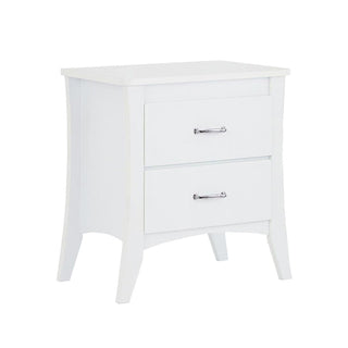 White Two-Drawer Nightstand with Brushed Handles