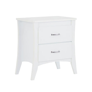 White Two-Drawer Nightstand with Brushed Handles