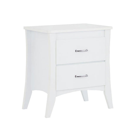 White Two-Drawer Nightstand with Brushed Handles