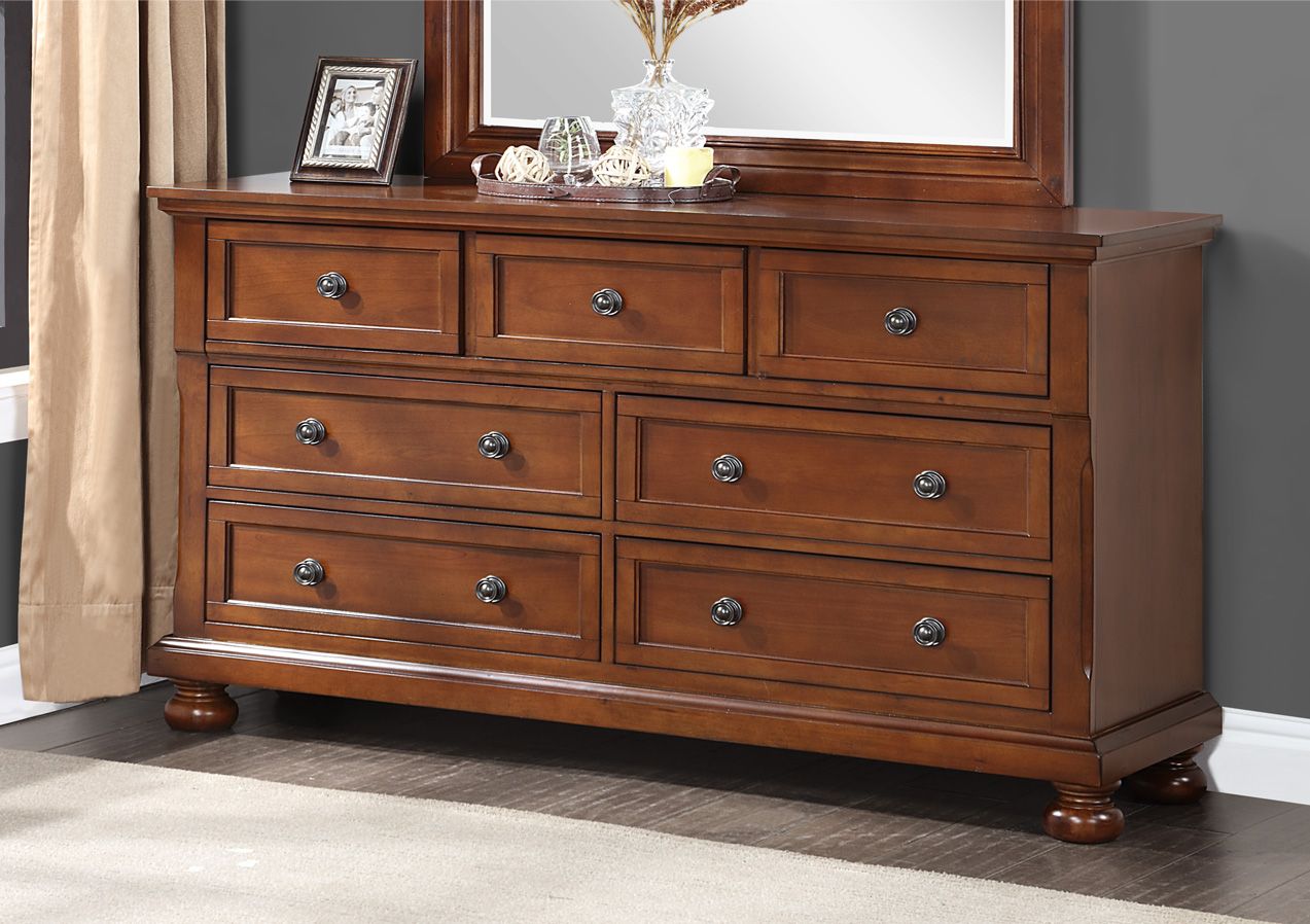 Cherry Finish Dresser with Full Extension Drawers and Dovetail Joinery