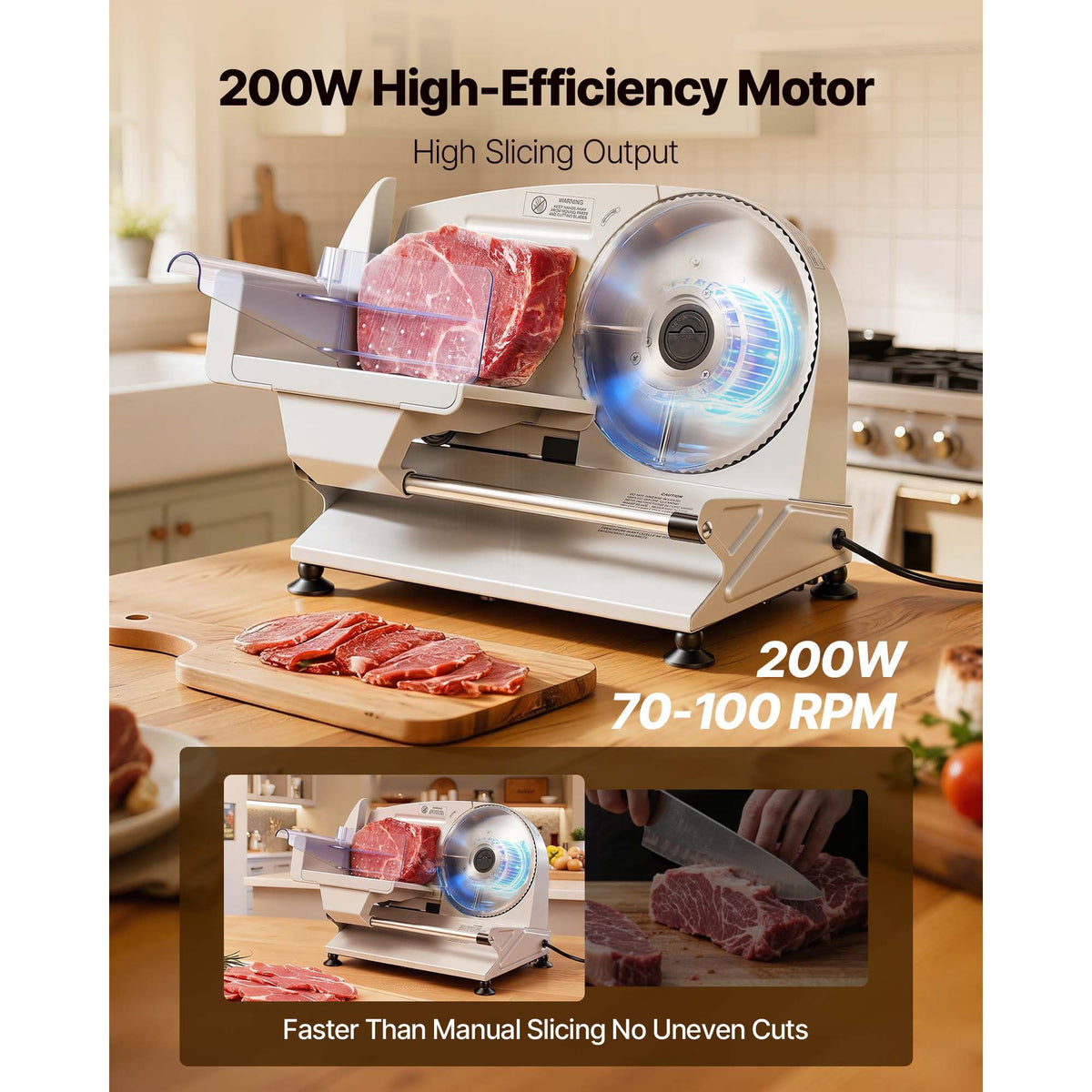 Electric Food Slicer with Dual Blades and Adjustable Cuts