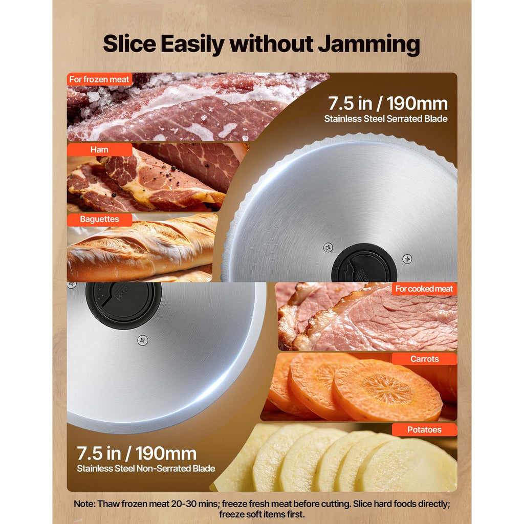 Electric Food Slicer with Dual Blades and Adjustable Cuts
