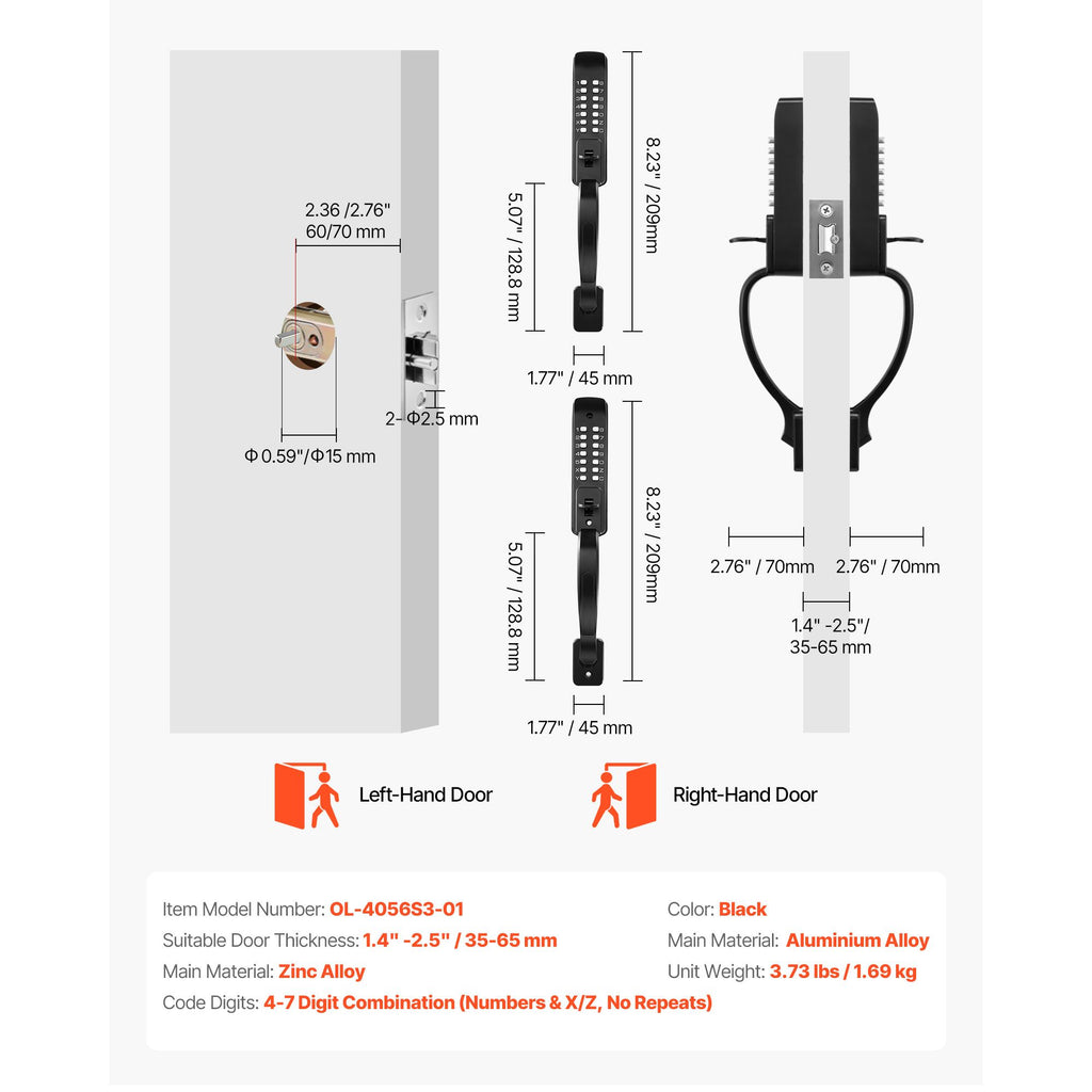 Double-Sided Mechanical Keypad Door Lock
