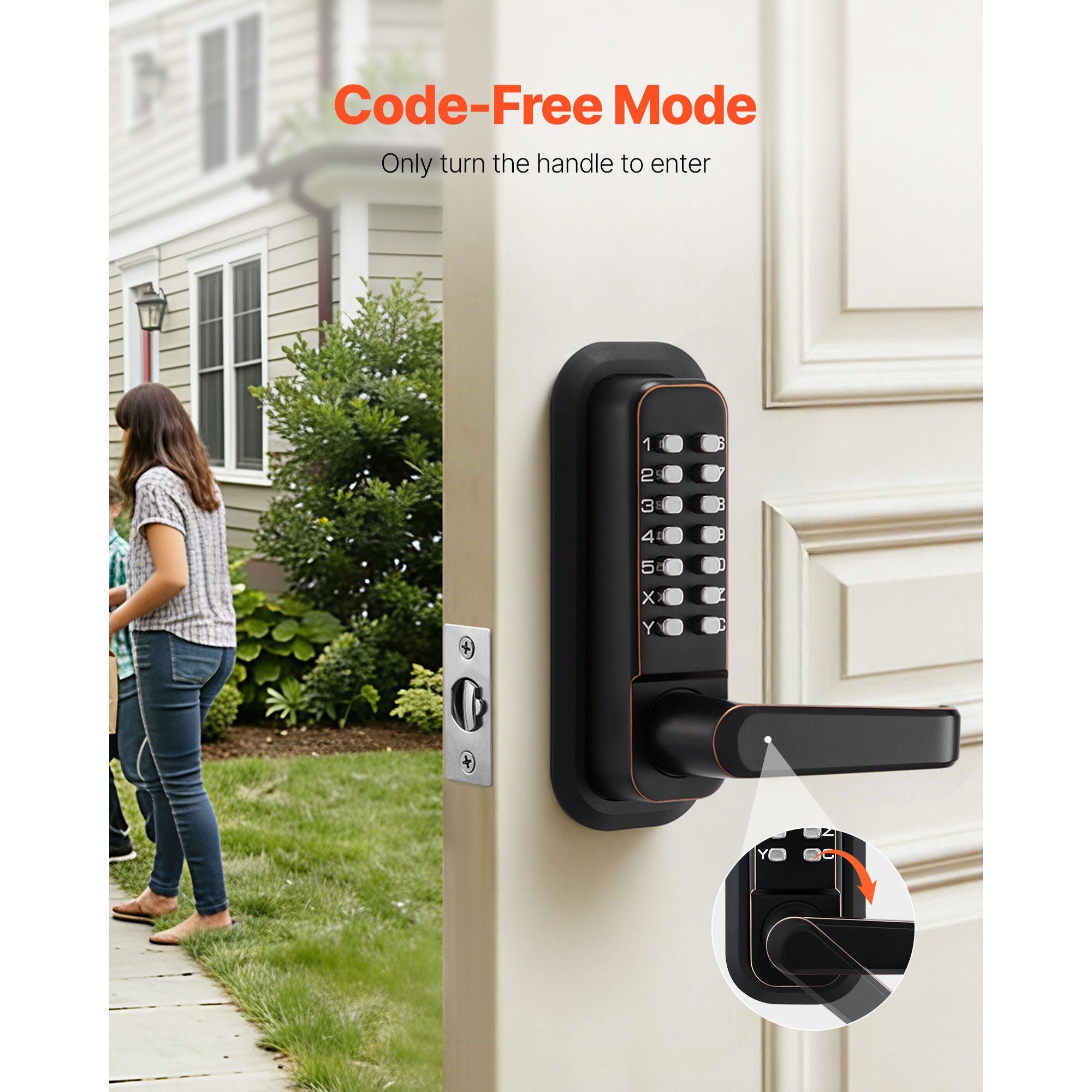 Mechanical Keyless Entry Door Lock with Upgraded 2.0 Code System