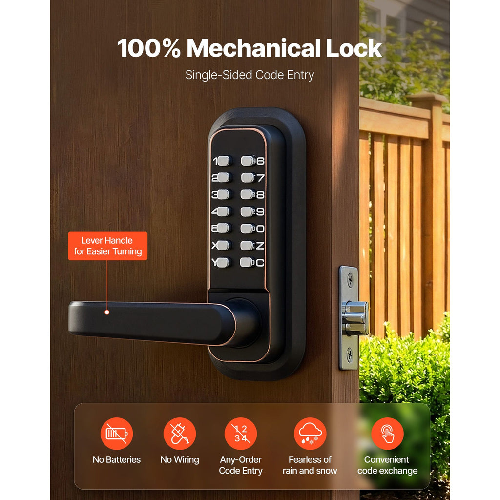 Mechanical Keyless Entry Door Lock with Upgraded 2.0 Code System