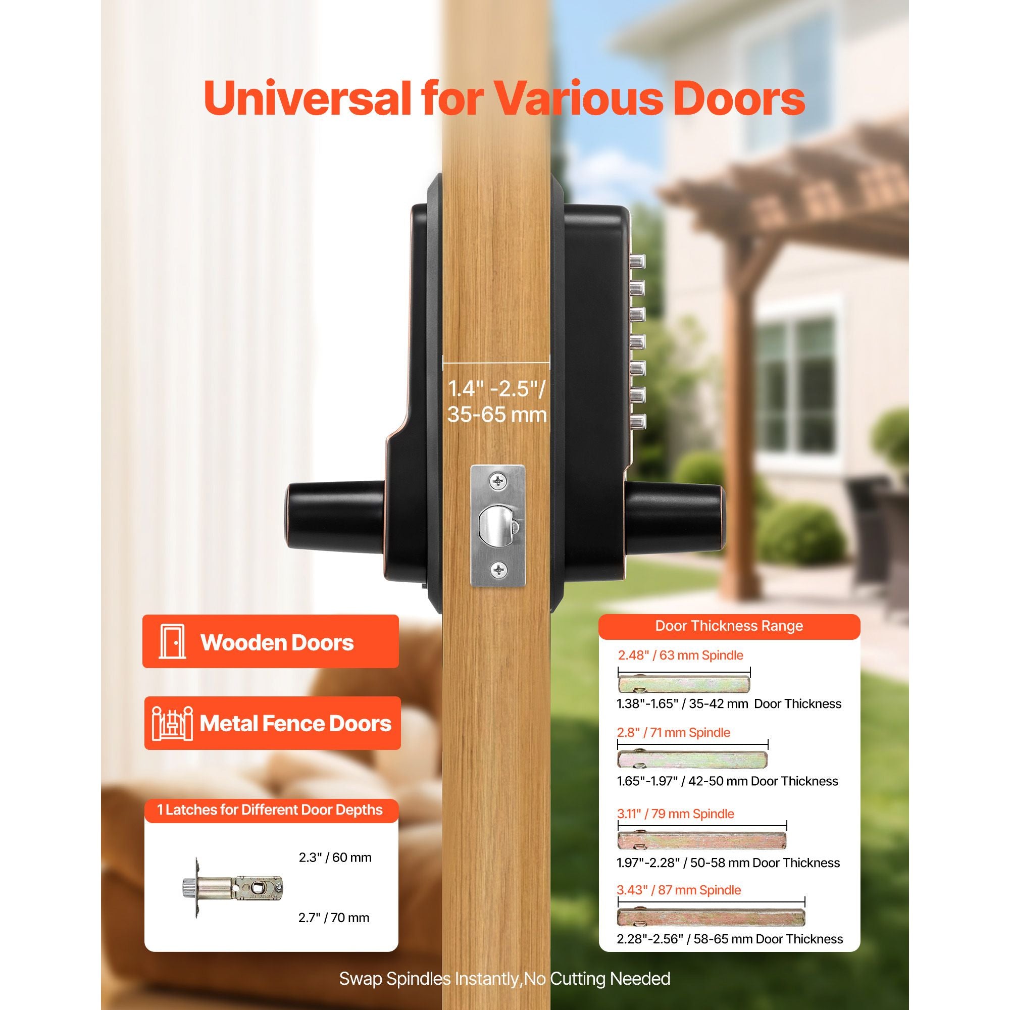 Mechanical Keyless Entry Door Lock with Upgraded 2.0 Code System
