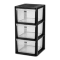 Clear Three-Drawer Storage Tower with Removable Bins