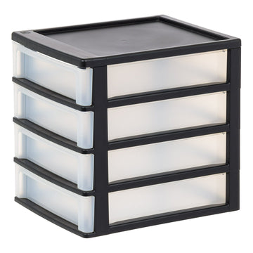 Medium 4-Drawer Compact Desktop Organizer with Clear Drawers
