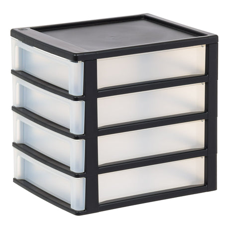 Medium 4-Drawer Compact Desktop Organizer with Clear Drawers