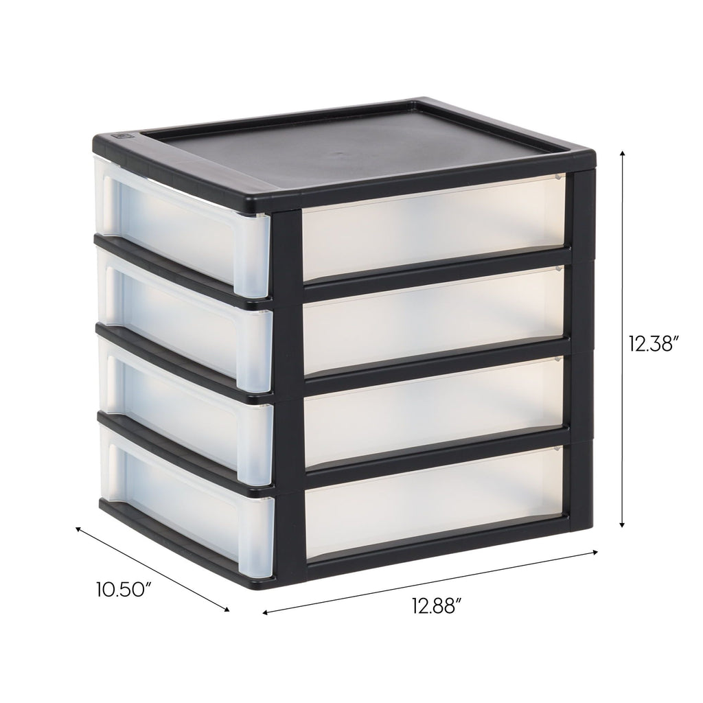 Medium 4-Drawer Compact Desktop Organizer with Clear Drawers