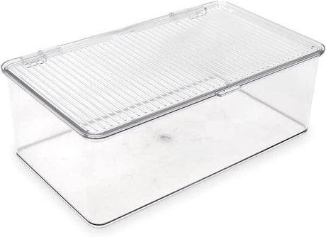 Clear Stackable Organizer Bin with Hinged Lid