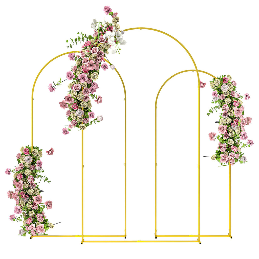 Gold Three-Piece Backdrop Arch Set for Celebrations