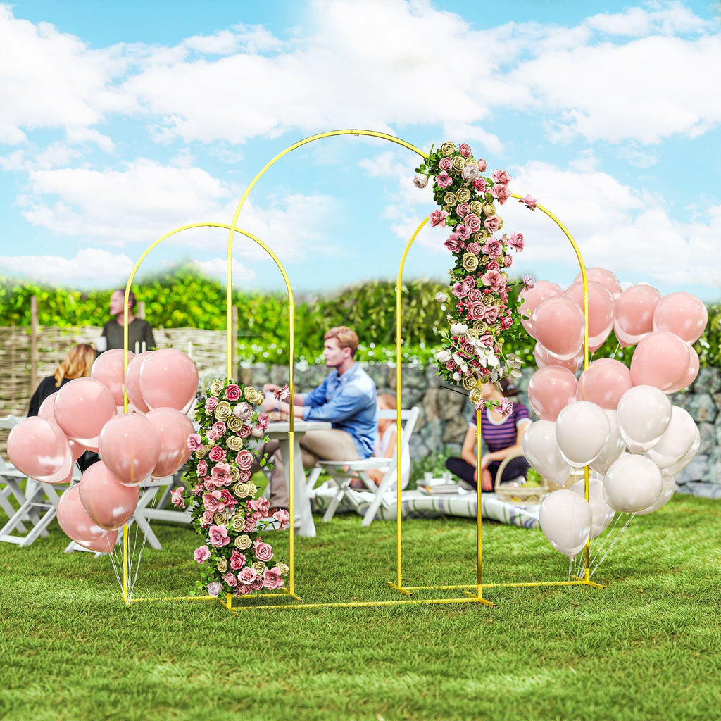 Gold Three-Piece Backdrop Arch Set for Celebrations
