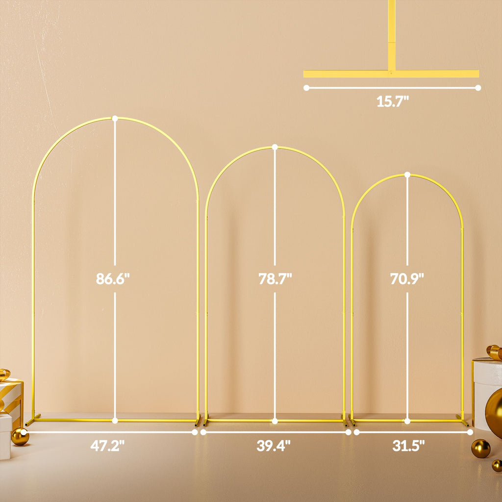 Gold Three-Piece Backdrop Arch Set for Celebrations