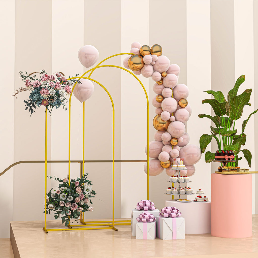 Gold Three-Piece Backdrop Arch Set for Celebrations