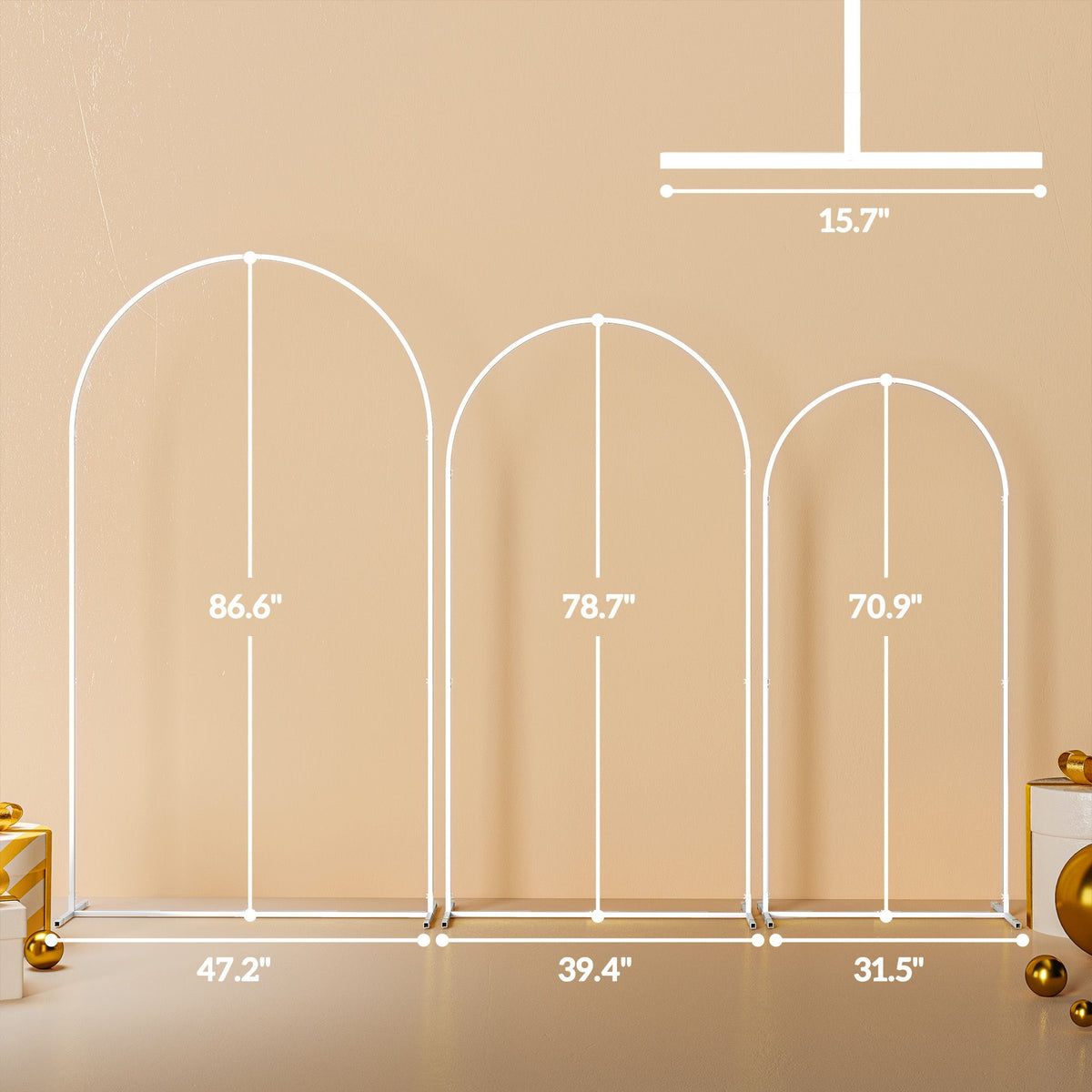 Three-Piece White Arch Backdrop Stand Set