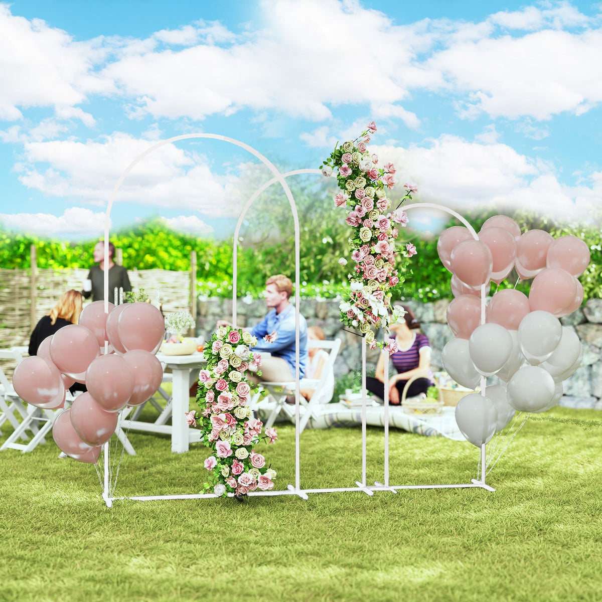 Three-Piece White Arch Backdrop Stand Set