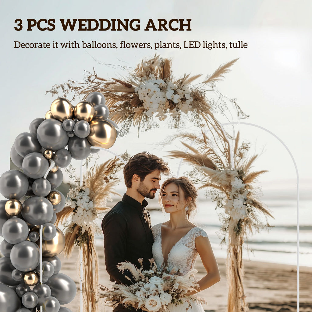 Three-Piece White Arch Backdrop Stand Set
