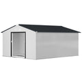 White Metal Garden Shed with Double Locking Doors for Yard Tools & Bikes