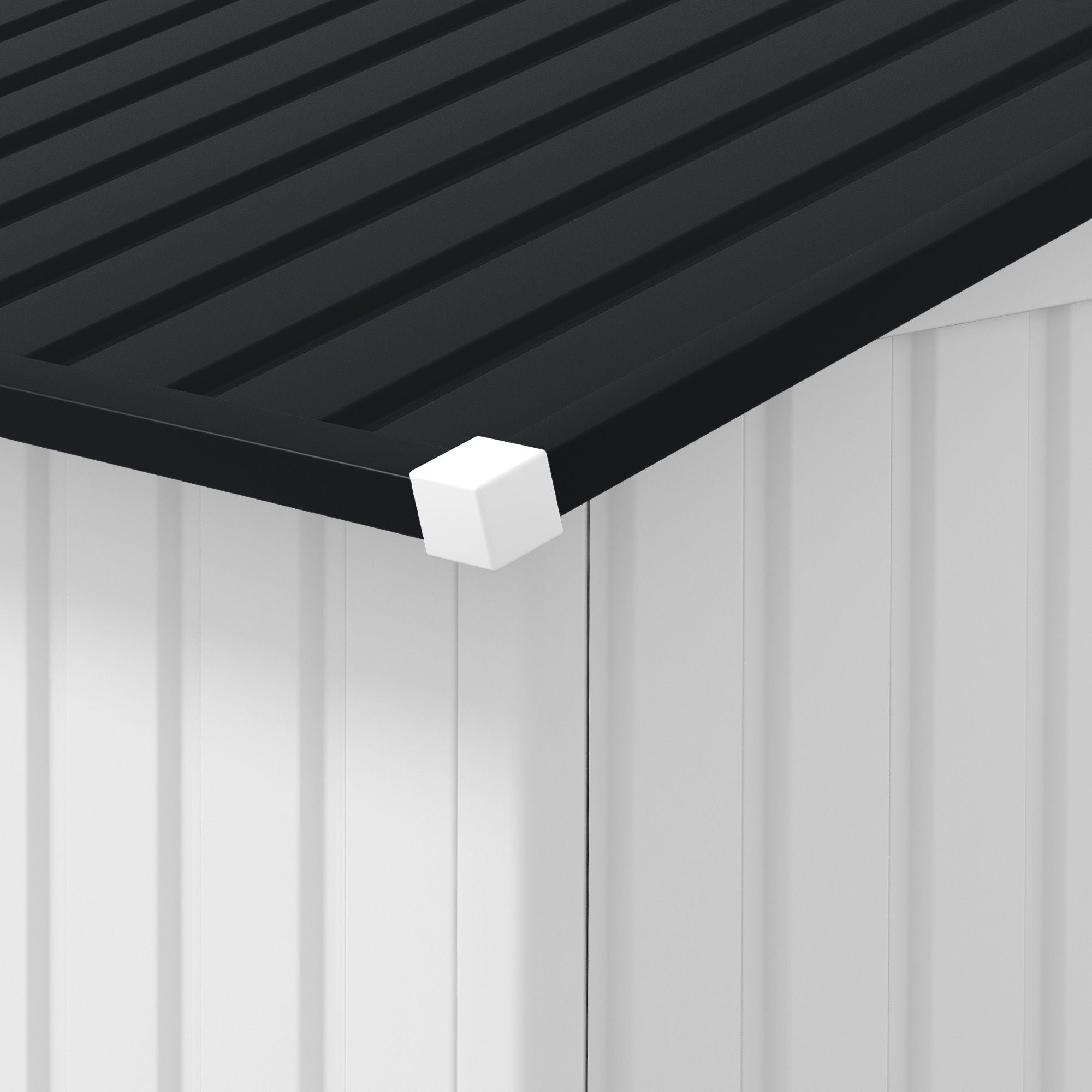 White Metal Garden Shed with Double Locking Doors for Yard Tools & Bikes