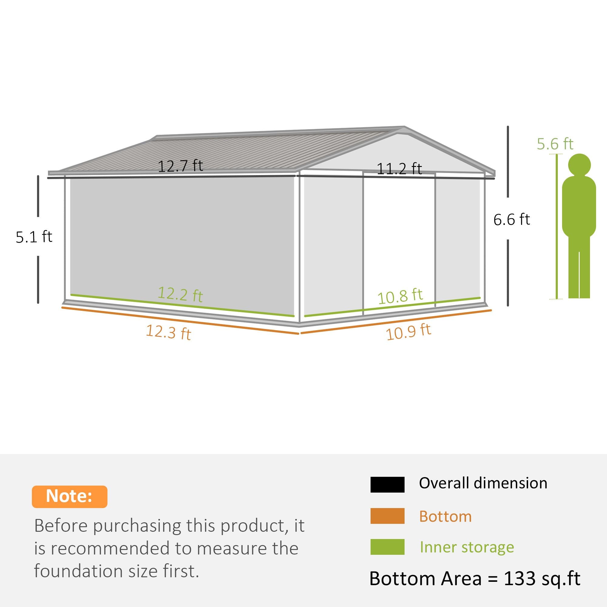 White Metal Garden Shed with Double Locking Doors for Yard Tools & Bikes