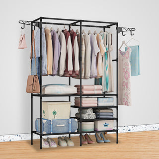 Metal Garment Rack Shoe Clothing Organizer Shelves Freestanding Multifunctional Clothes